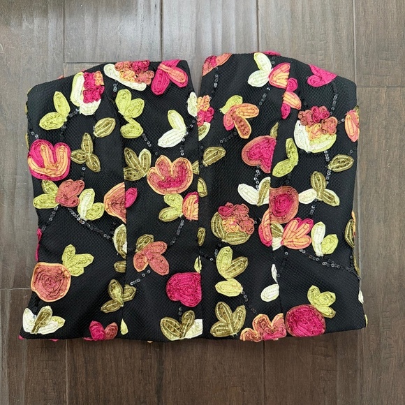 Chetta B Tops - Vintage CHETTA B Black Sequined Embellished Floral Bustier Size 10